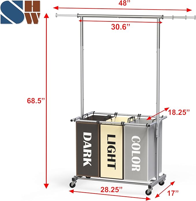Simple Houseware 3-Bag Laundry Sorter