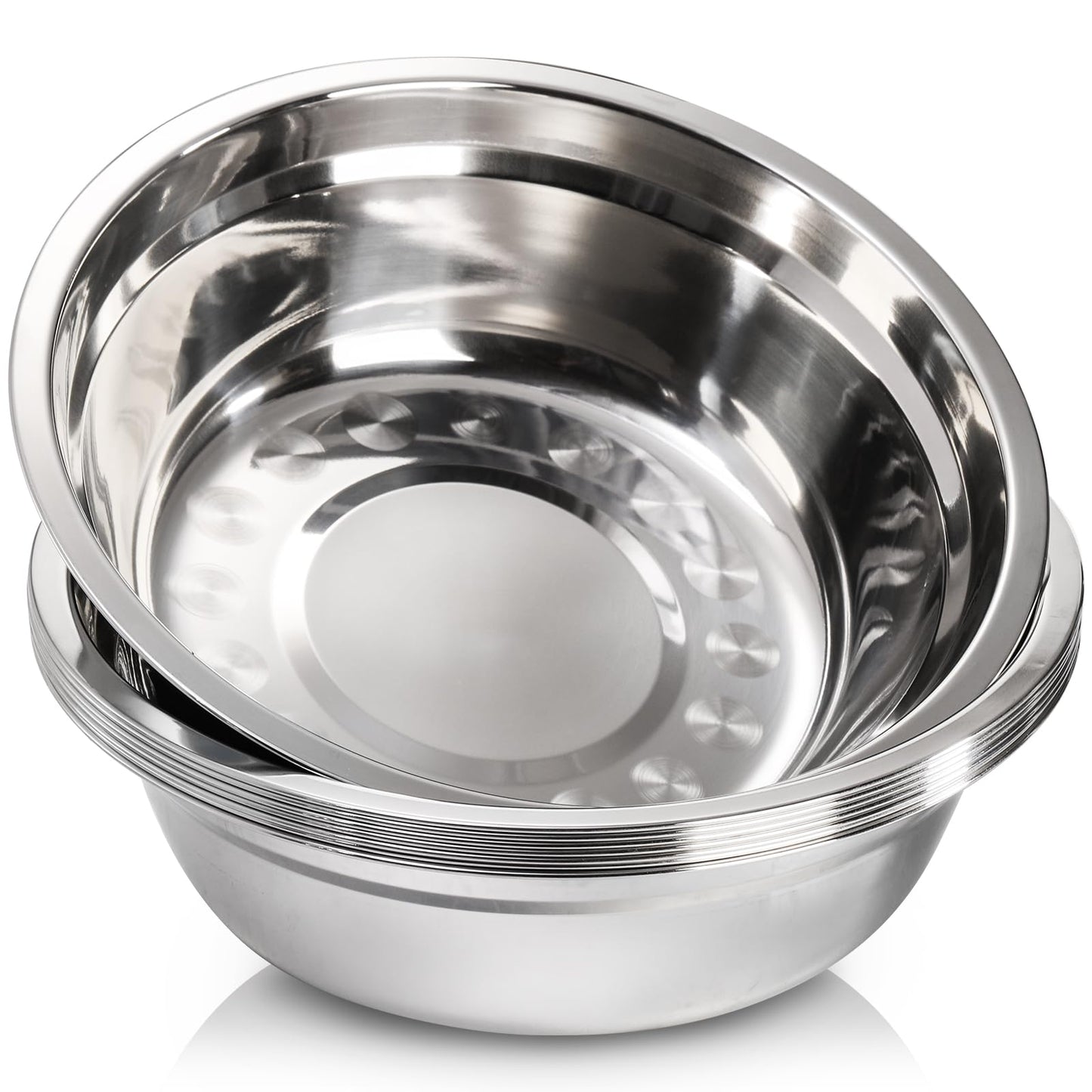 WUWEOT 8 Pack Stainless Steel Prep Bowls, 9.5" x 2.7" Wide Metal Mixing Bowls, 2 Quart Deep Serving Bowl, Round Camping Plates for Cooking, Baking, Prepping, Serving