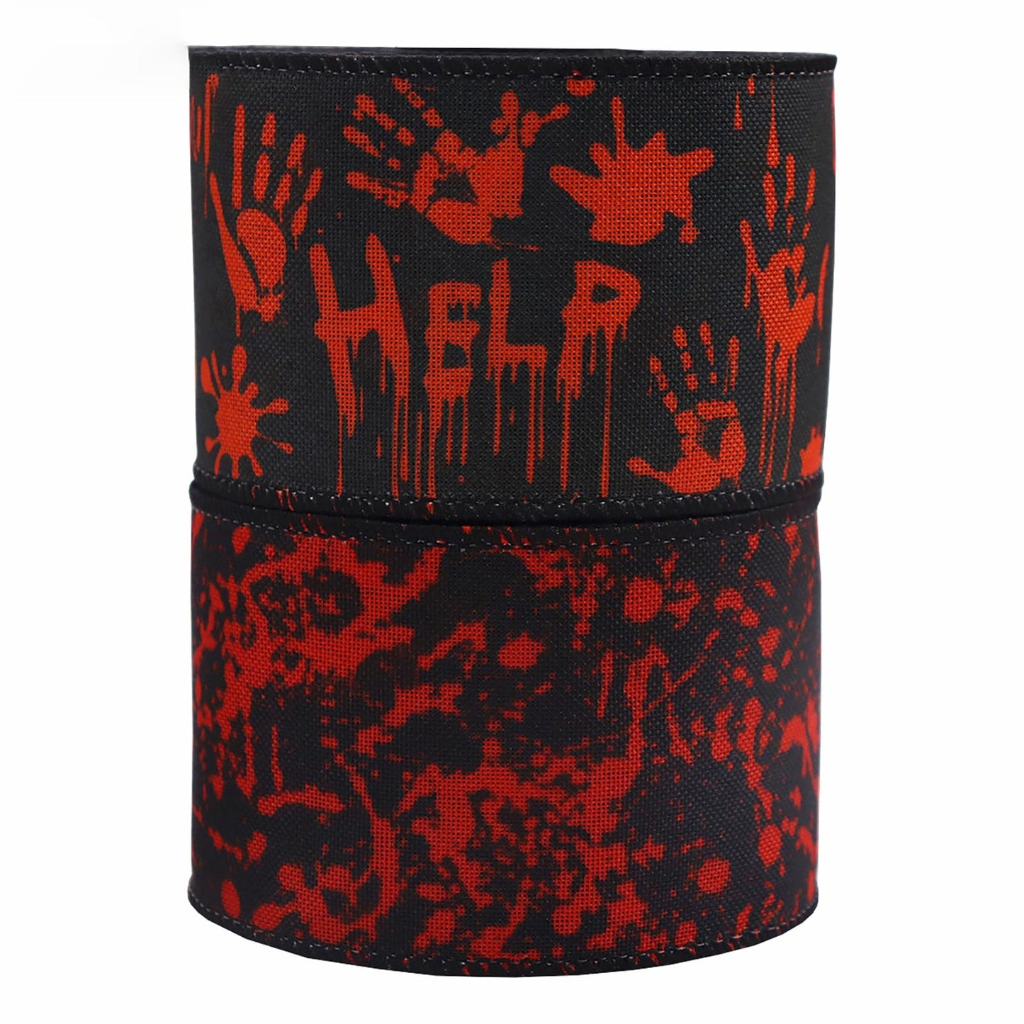 TMXAOK 5 Roll Halloween Wired Ribbon, 2.5 Inch Black White Skull Pattern Gift Wrapping Ribbons, Blood Handprint Decorative Ribbons for Crafts Bow Wreath Gift Wrapping Halloween Party Decor, 25 Yards