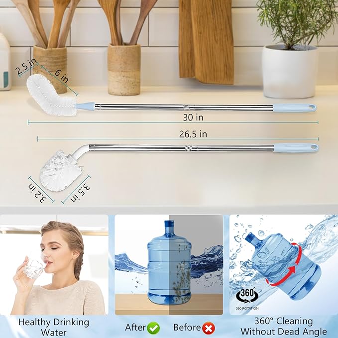 3 Gallon and 5 Gallon Water jug Cleaning Brush, Extra Long Water Bottle Carboy
