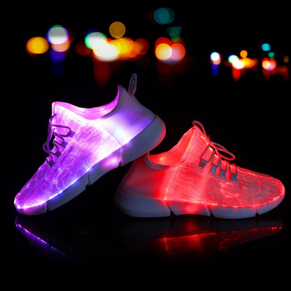 Shinmax Light Up Shoes,Fiber Optic LED Shoes for Women Men USB Charging Dancing LED Sneakers Flashing Shoes Glowing Luminous Trainers for Festivals and Parties White