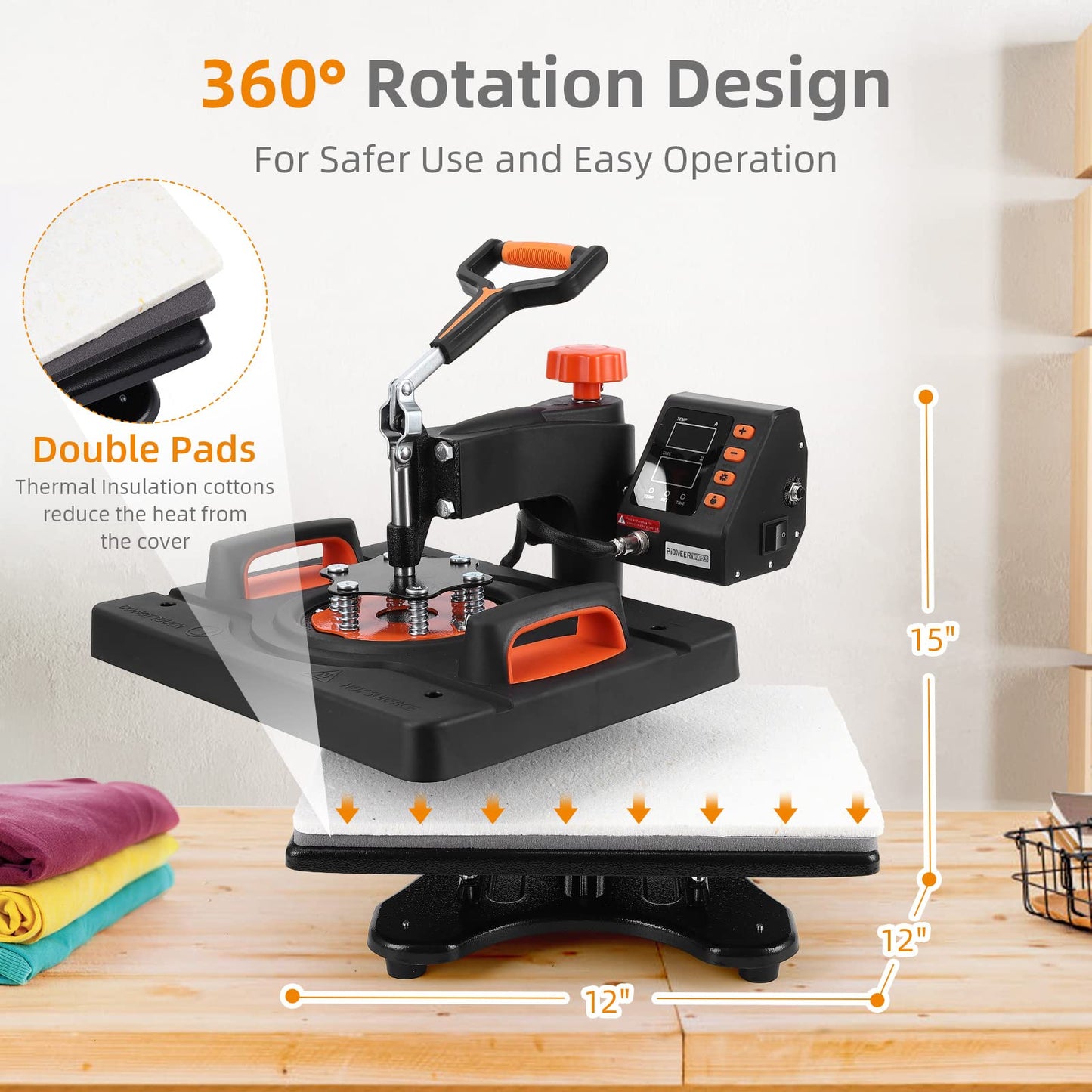 IDEALHOUSE 6-in-1 Heat Press Machine 12 x 15 Inch – 360° Swing-Away Digital Sublimation – T-Shirt, Mug, Plate 360° Swing Away, Sublimation Heat Press Heat Transfer Machine