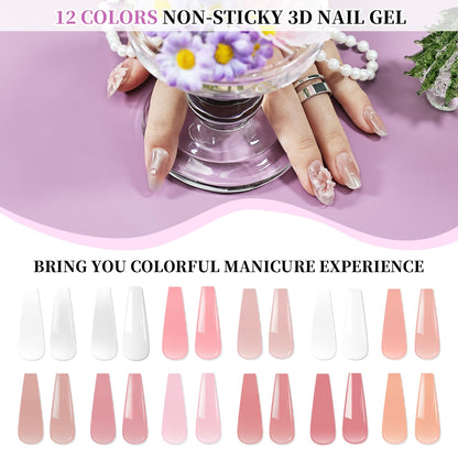 JEWHITENY Poly Extension Gel Nail Kit 14 PCS Poly Gel Kit with Slip Solution and Mini Lamp Nail Art Design Beginner