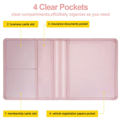 Car Registration and Insurance Holder, 5.5 x 5 Inch PU Leather Vehicle Glove Box Organizer Wallet Case Organizer for Insurance Card, Driver License, Essential Document, Paperwork
