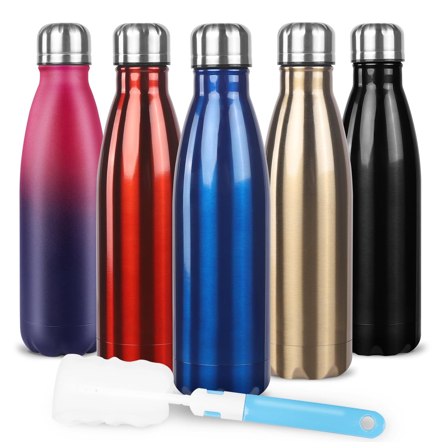 Sfee Insulated Water Bottle, 17 oz Stainless Steel Water Bottles, Double Wall Vacuum Reusable Water Bottles Leak Proof BPA-FREE Sports Bottle Cup Keep Hot&Cold for Running Gym Workout Cycling Kids