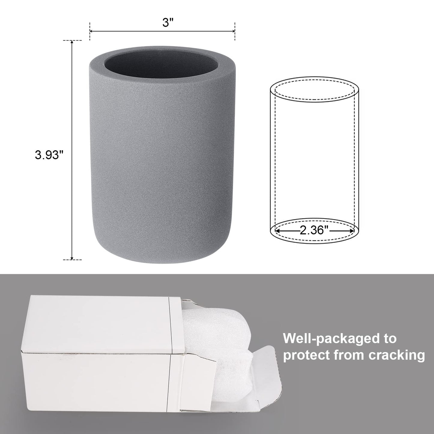 Diatomite Toothbrush Holder, BOJDOPIE Water Absorption Quick Drying Bathroom Countertop Organizer, Stand Cup for Toothpaste Makeup Brushes Razors (Grey)