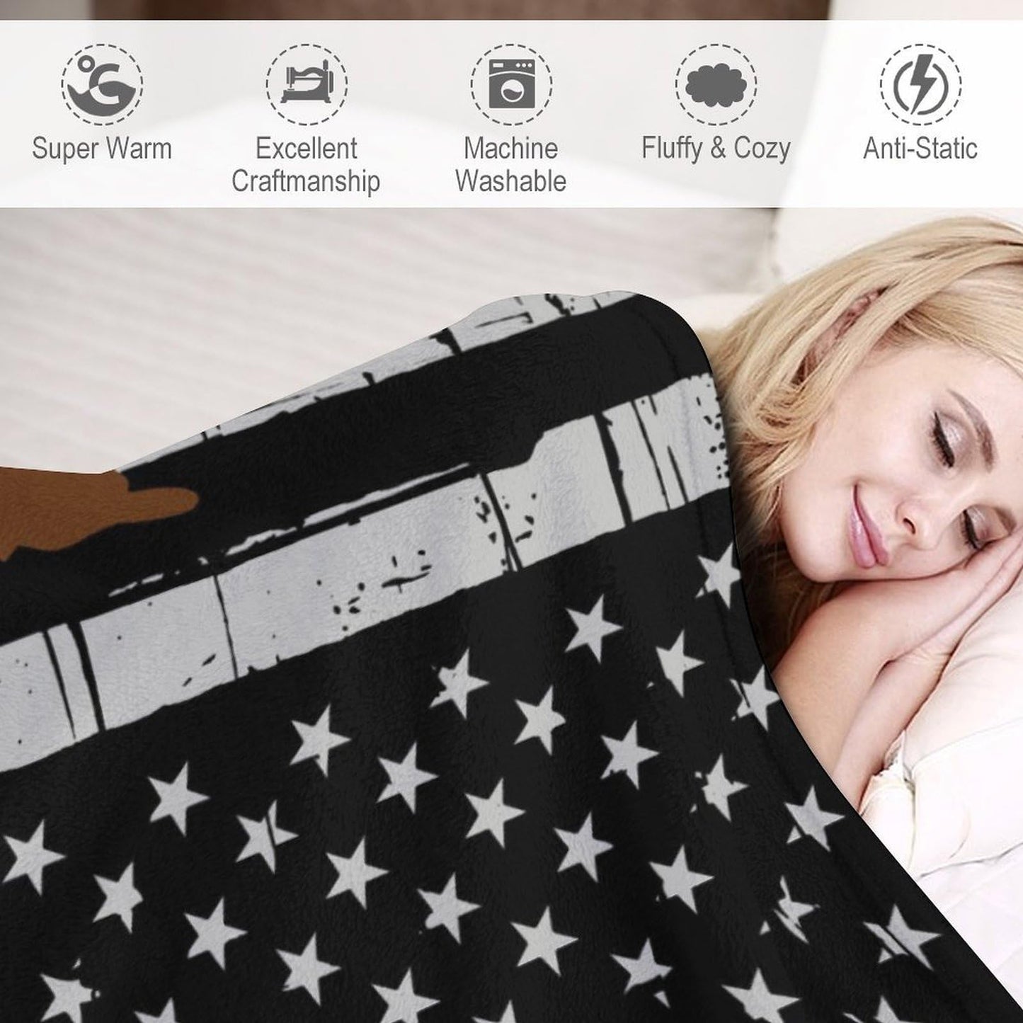 American Flag Sasquatch Throw Blanket for Teens Boys Girls and Adults Soft Warm Cozy Funny Midweight Food Flannel Blankets for Couch Sofa Bed Camping Travel Home Decor 40" X 50"