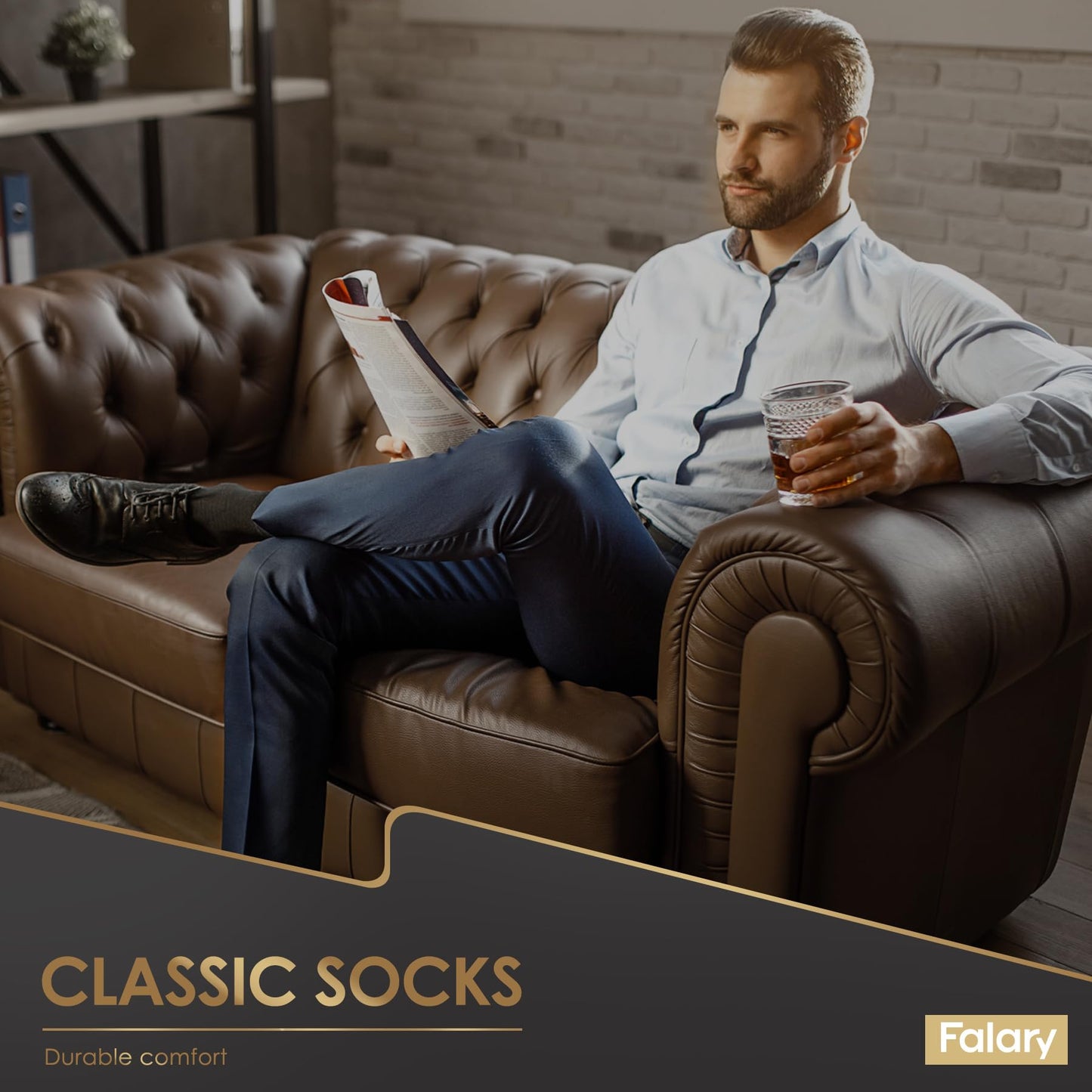 FALARY Mens Socks 9-12, Black Socks for Men Multipack - Cotton Socks Men Women Comfortable Suitable for Work & Casual Wear - Breathable,Durable Men's Smart Dress Socks 12 Pairs