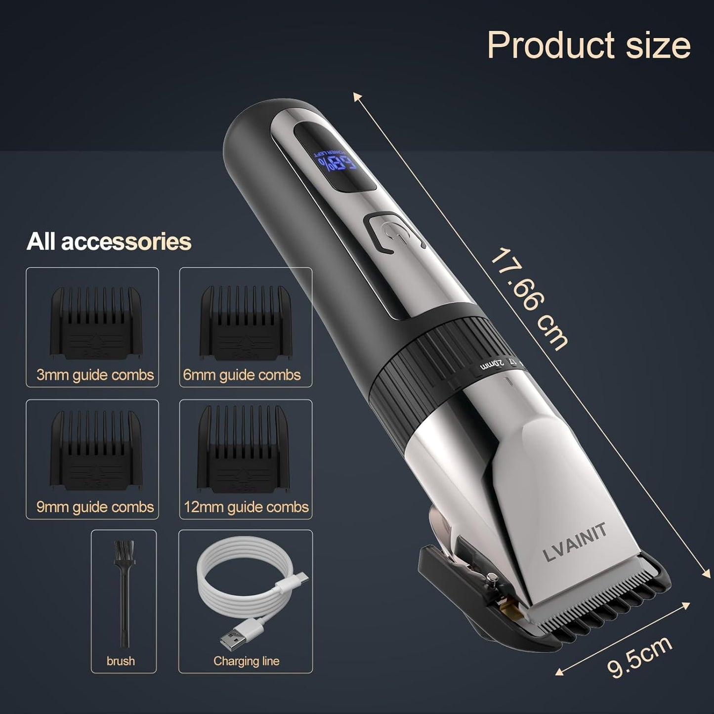 Hair Clippers for Men, Cordless LCD Rechargeable Hair Trimmer Beard Trimmer for Men, Men's Grooming Kit for Hair, Face, Beard, Professional Electric Barber Clippers