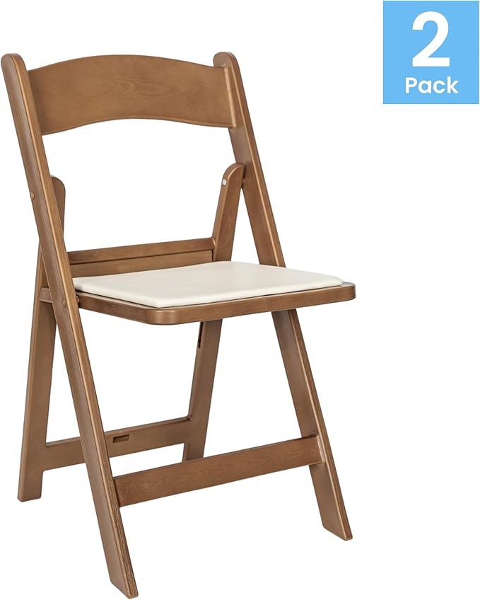 Flash Furniture Hercules Commercial Indoor/Outdoor Folding Event Chair, Wood Look, Weather-Resistant, Lightweight Design, Versatile Use, Set of 2, Chestnut