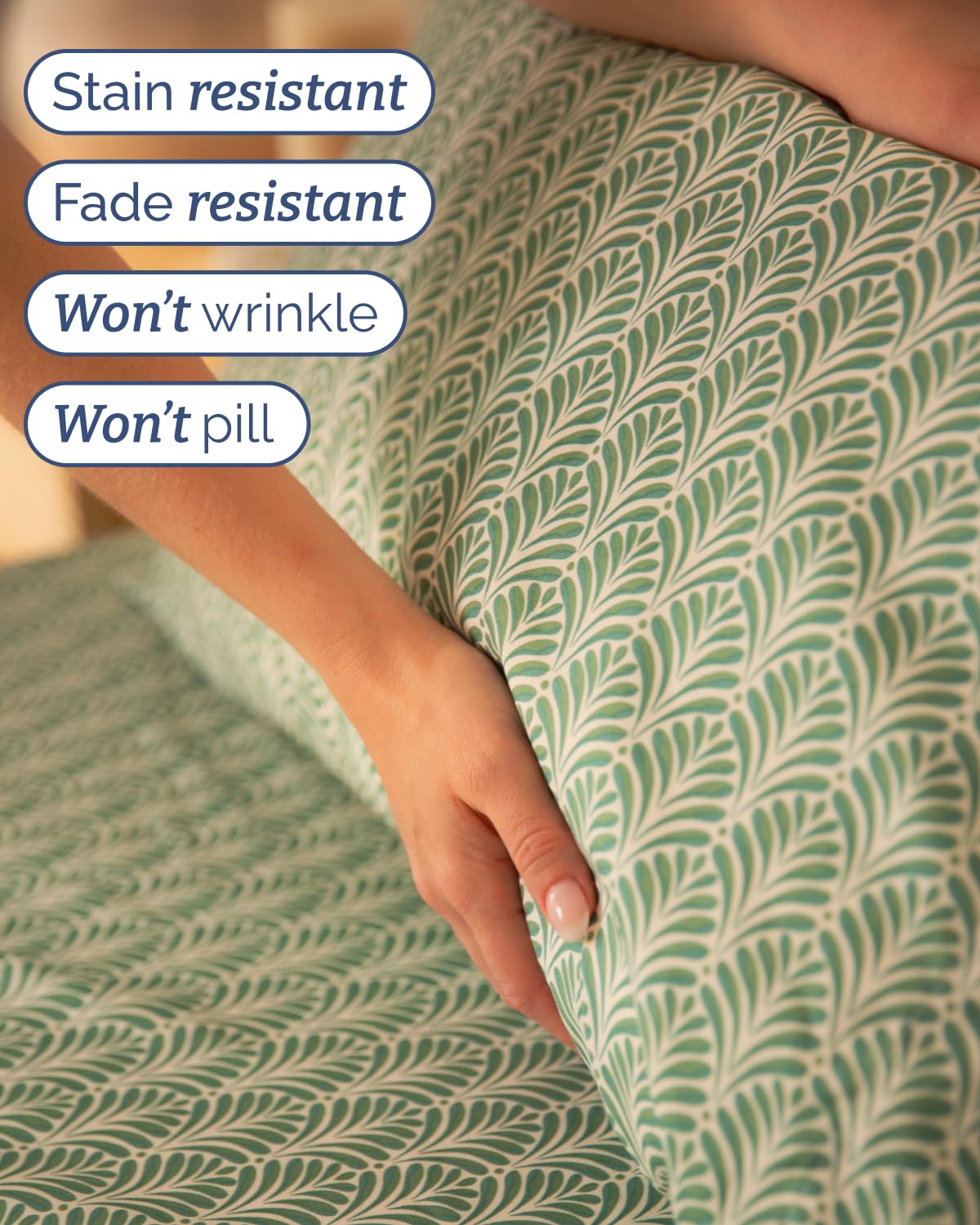 Floral Sheets - Green Floral Bed Sheet Set - 1 Flat, 1 Fitted & 2 Pillowcases w/ Deep Pockets - Comfy, Cozy, Wrinkle & Fade Free - Boho Botanical Bedding - Soft, Breathable & Cooling - Full Size Set