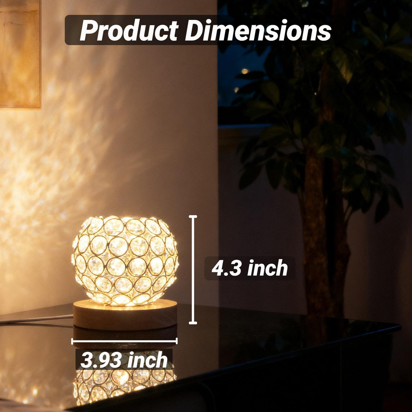 FuoiCorn Crystal Mood Table Lamp, Small Decorative Sphere Light with Voice Control - 3 Lighting Modes Ambient Lighting for Tiny Bedroom & Living Room Decor, Aesthetic Gifts for Teen Girls