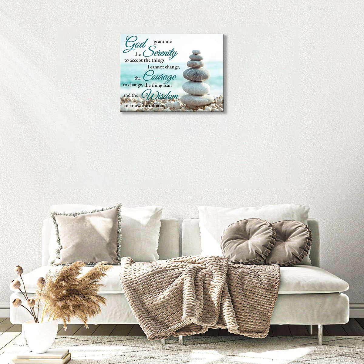 Serenity Prayer Bathroom Wall Art Beach Zen Canvas Prints Scripture Christian Pictures Beachy Office Home Decor for Bedroom Dining Living Room 16"x12"