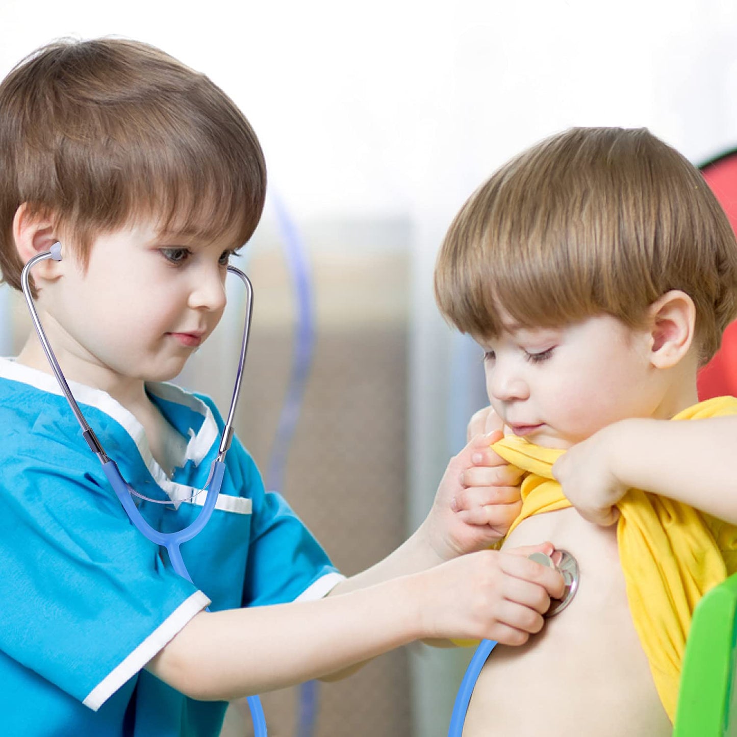 EFO SHM Kids Doctor Sets Role Play Toys Dentist Doctor's Case Children's Medical Wooden Toy with Real Stethoscope Doctor's Coat for Boys Girls