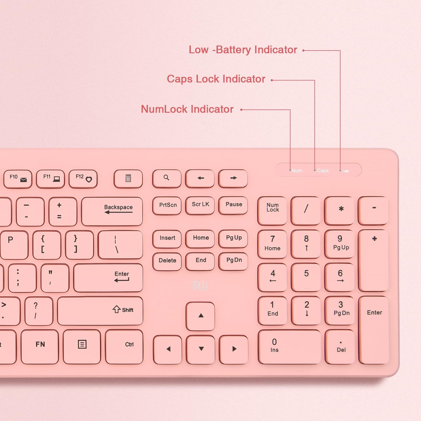 Wireless Keyboard and Mouse Combo - Rii Standard Office PC Keyboard and Optical Wireless Mice (Black)