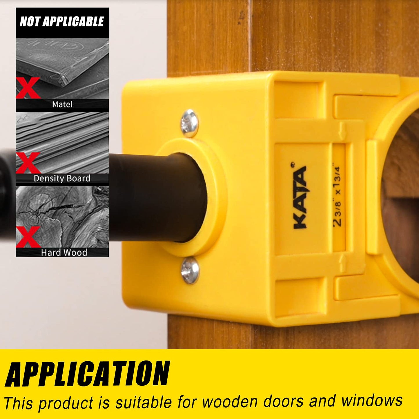 KATA 1-3/8" - 1-3/4" Door Lock Installation Kit for Wooden Doors with Guide Template, Door Lock Hole Saw, Carbon Steel