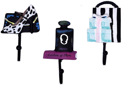 Stephanie Imports Decorative Fashionista Couture Resin Wall Coat Hooks (Set of 3)
