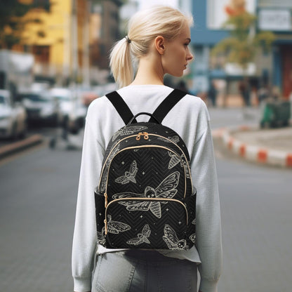 Sletend Mini Backpack Gothic Skull Butterfly Moth Fashion Backpack Purse for Women,Handbag Shoulder Bag Casual Daypack, Ladies Gift for College Work (S)