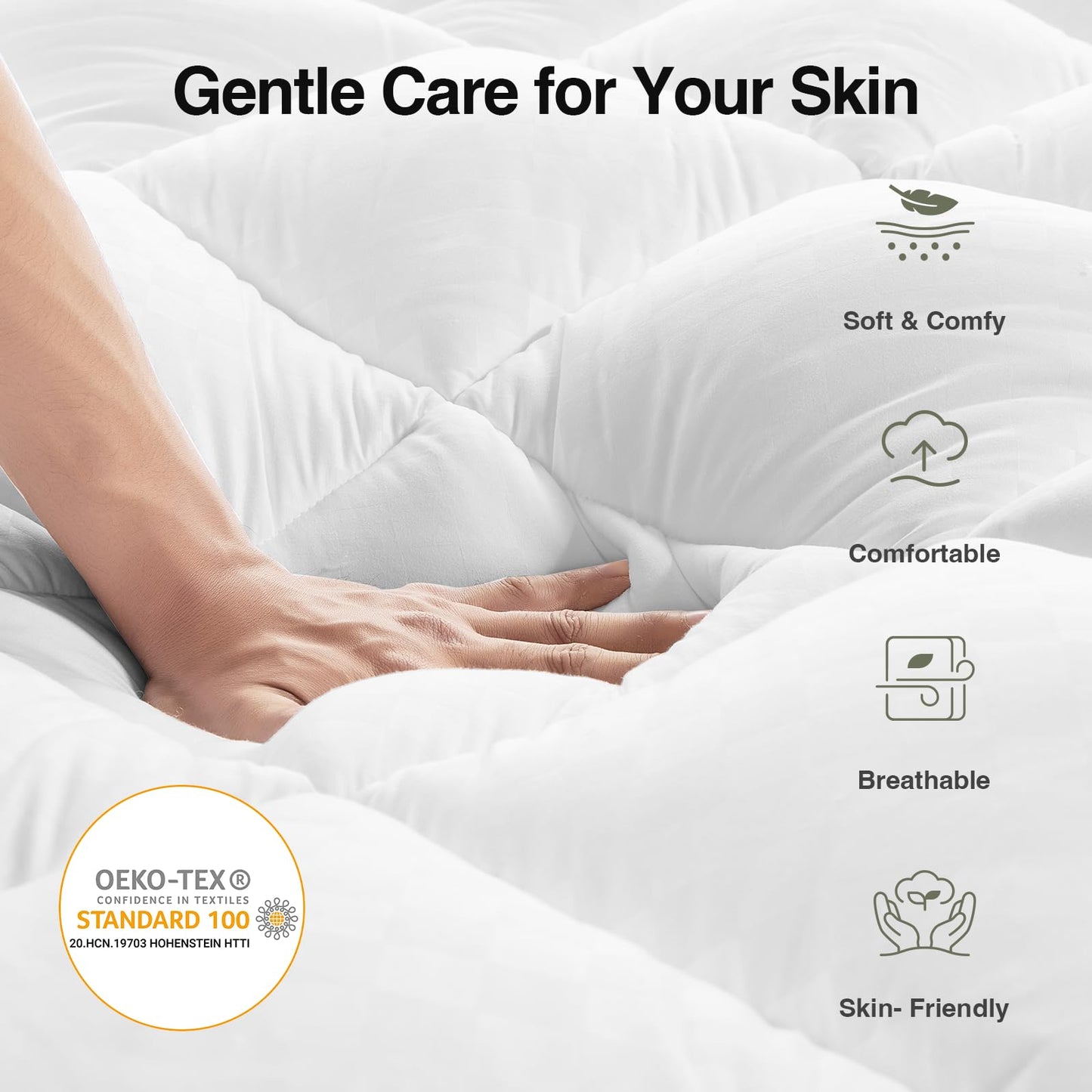 Novilla Queen Mattress Topper, Soft Pillow Top for Dorm Bed, Breathable Quilted Mattress Pad Cover with Deep Pocket, Down Alternative Fill, Machine Washable Back to School Essentials