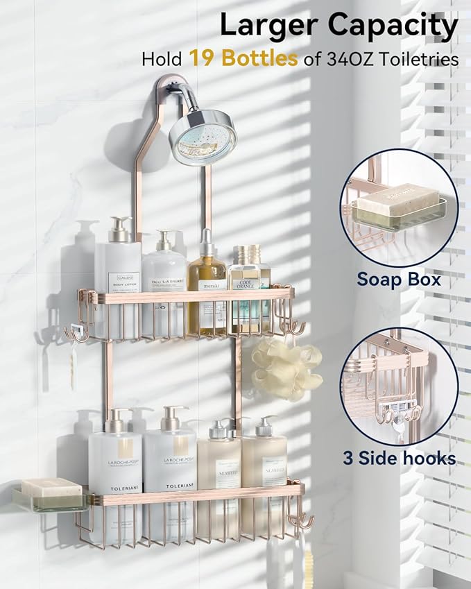 YASONIC Shower Caddy Hanging, Never Rust Shower Organizer Hanging, Aluminum