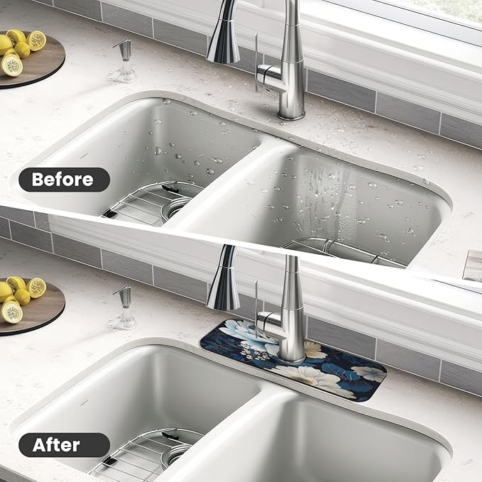Unique Flower Pattern Kitchen sink faucet pad, strong water absorption