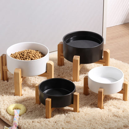 Petygooing White Elevated/Raised Ceramic Dog Bowl for Small Breeds, Dog Food Water Dish with Stand,Pet Feeding Bowl with Anti Slip Rubber for Cats and Small Dogs Puppy 13.5 OZ (5.1In / 1.7 Cups