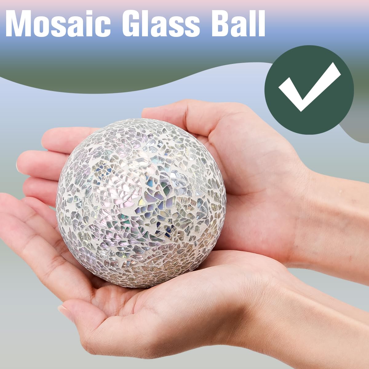 Vhxmaizxn Decoration Mosaic Glass Ball 3.35 Inch Orbs Centerpiece Crack Sphere Balls 3pcs Silver Solid Crackl Mirror Globe Christmas Thanksgiving Table Modern Ornament
