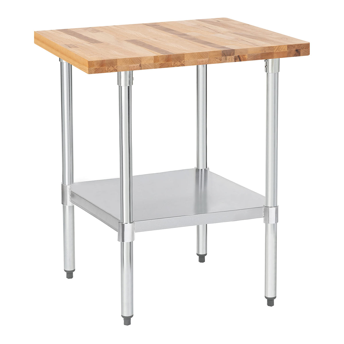 US Maple Top Work Table - 24 x 24 x 35 Inch Commercial Butcher Block Wooden Workbench with Adjustable Lower Shelf - Fits Restaurant, Warehouse, Home, Kitchen, Garage by DuraSteel