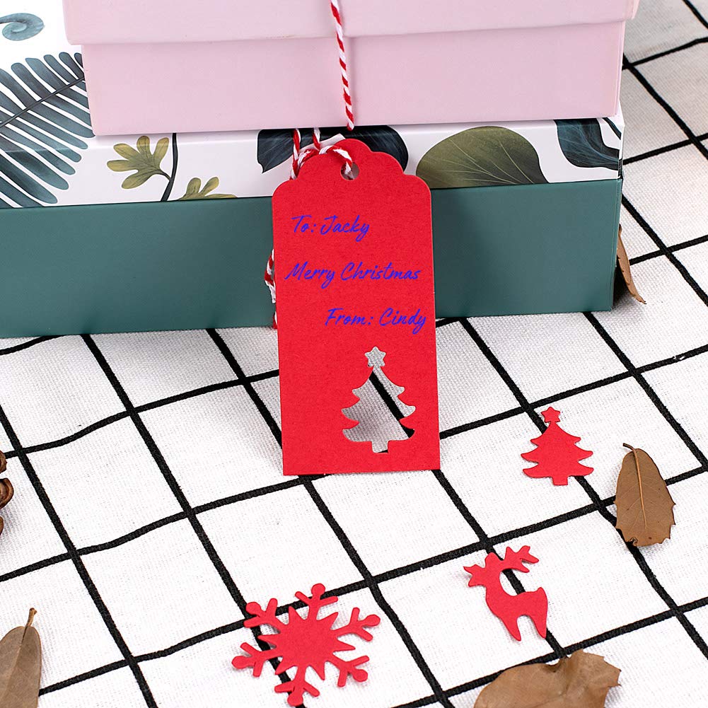 Gift Tags with Holes Present Wrap Tag Paper Small Xmas Gift Tags with Twine Vintage Gift Labels Christmas Tags Bulk 100pcs