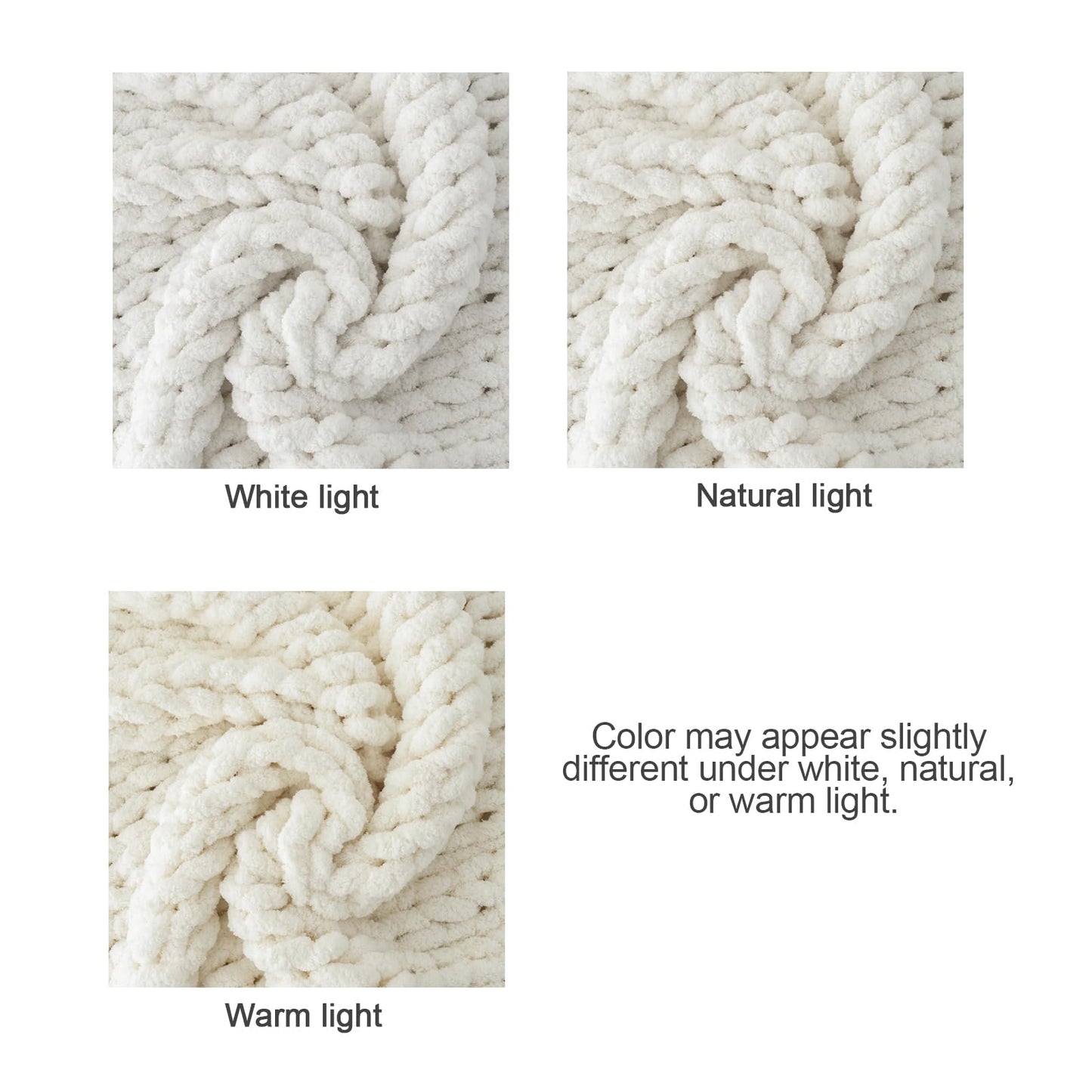 Luxury Chunky Knit Throw Blanket, Boho Chenille Cable Knit Blankets 50x60