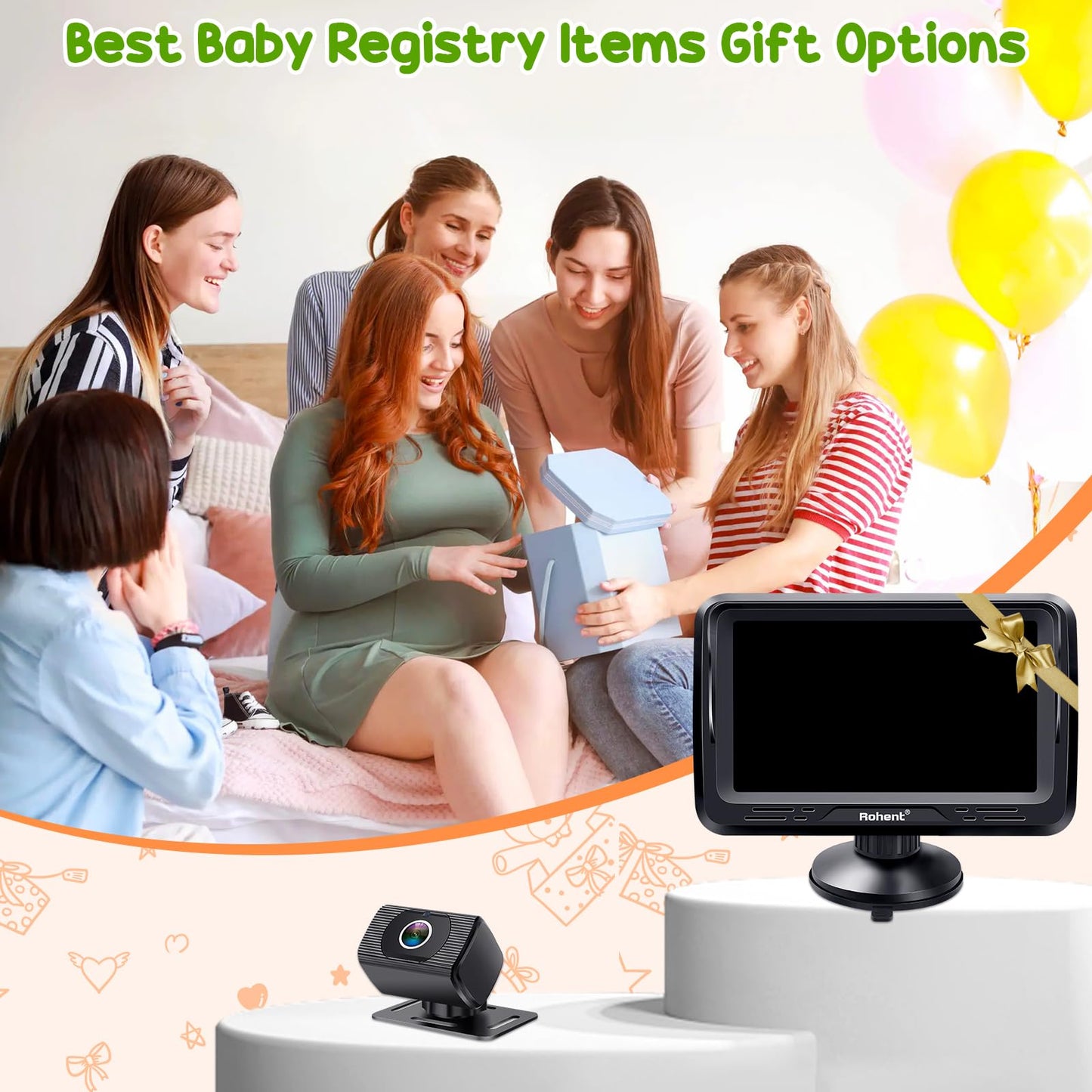 Rohent Baby Car Camera HD 1080P for Backseat: USB Plug and Play Easy to Install - Carseat Camera Rear Facing Infant Crystal Night Vision - Wide View Angle Car Baby Monitor for Newborn