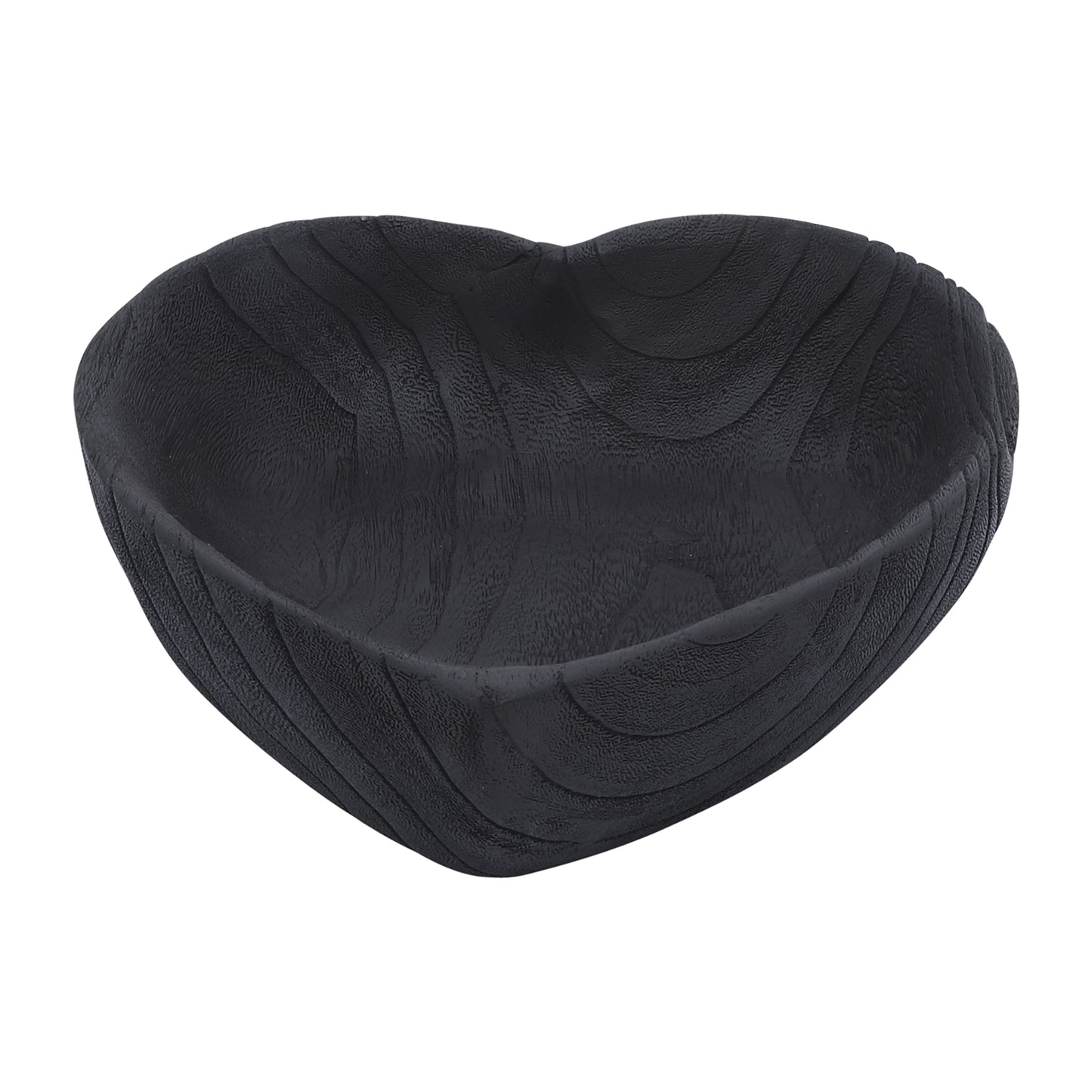 Set of 2 Wooden Decorative Bowls – Accent Bowl Set for Everyday Display, Coffee Table or Entryway Styling – Heart Shape Design for Soft, Sculptural Impact, Home Decor – 10" & 8", Black