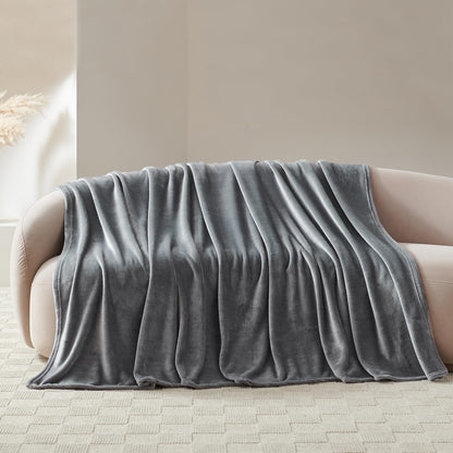 WAVVE Fleece Blanket Sofa Throw Grey 4ft x 5ft - Fluffy Soft Warm Versatile Blanket for Sofa/Couch/Bed Throw/Single Size Gray,130x150 cm
