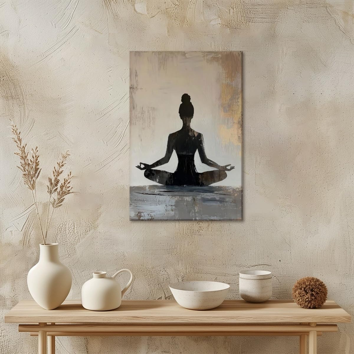 Meditation Wall Art Minimalist Yoga Pose Poster Zen Decor Calming Corner Canvas Prints Mindfulness Wellness Art for Yoga Studio Decor 12x18inch Unframed