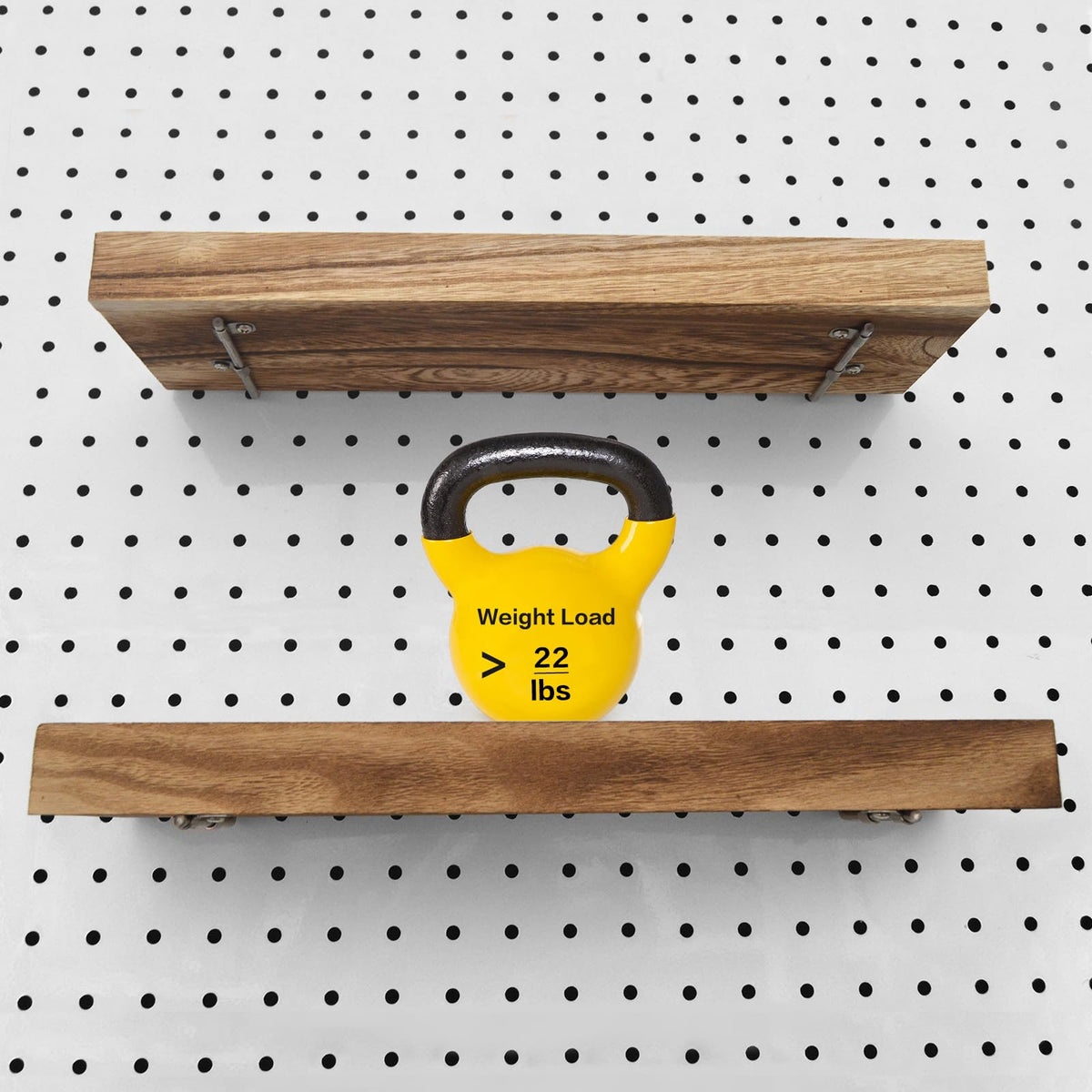 Wood Pegboard Shelves with Lip, 14" x 4" Peg Board Racks 3Pack Wall Organizer Shelf, 1/4 inch Heavy Duty Metal Brackets Fit All Pegboards, Display Craft Garage Workbench Office Shelving Accessories