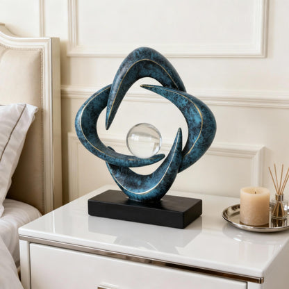 XYQXYQ Abstract Art Sculpture, Resin Gold Decorative Statue, Modern White Ornaments for Living Room, Decorativas Modernas for Coffee Table/Entryway/Office Collectibles (Blue&Gold)