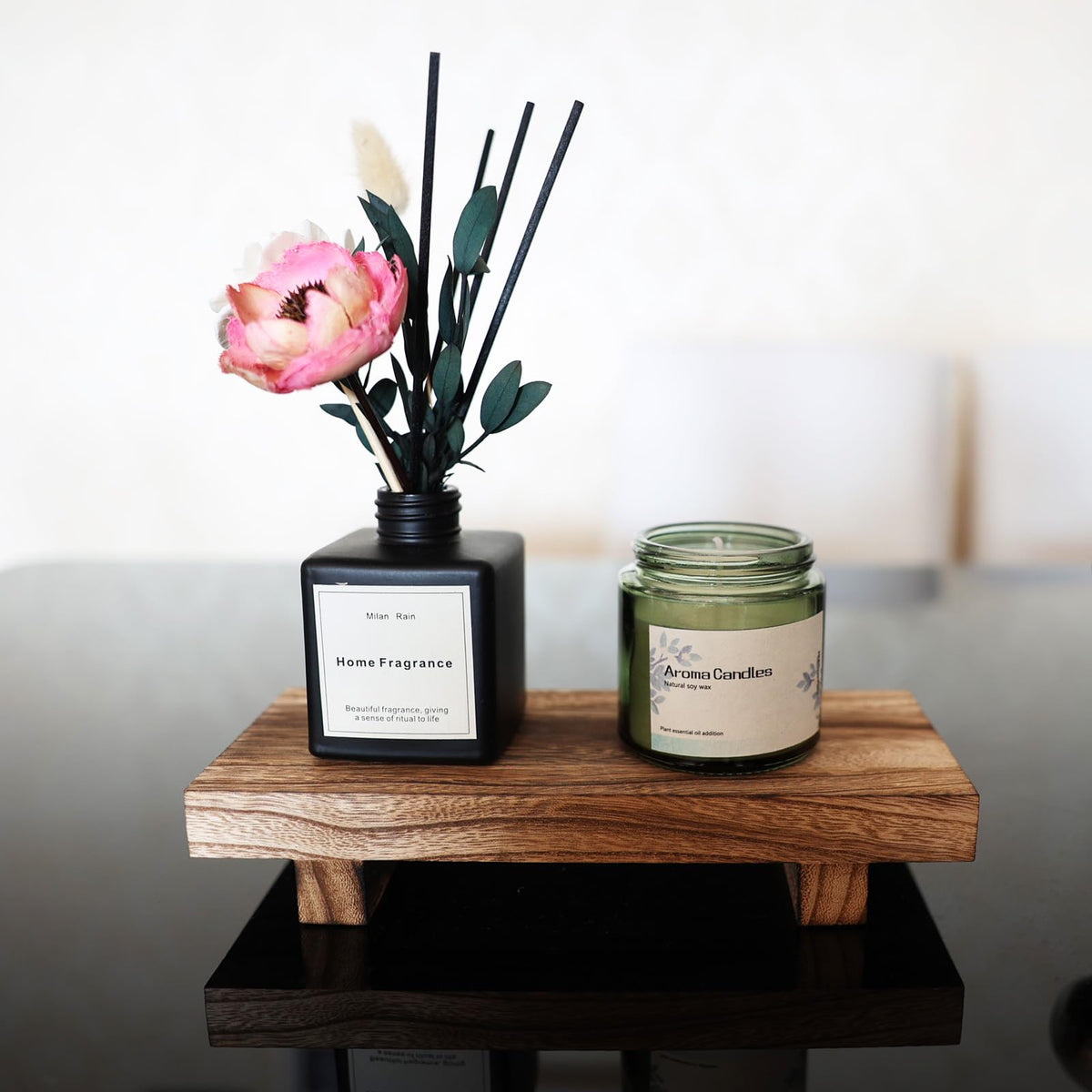 Wood Riser for Decor, 8.66X3.54in Wood Pedestal Stand, Small Wooden Riser for Bathroom for Kitchen Counter