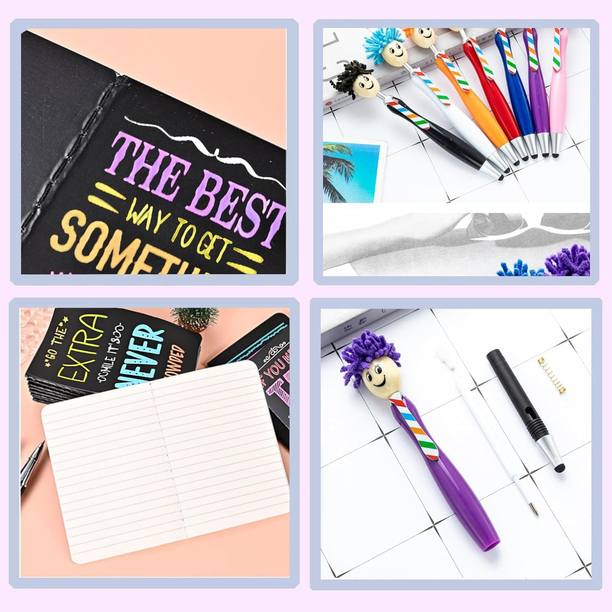 48Pcs Inspirational Gifts Bulk,Ballpoint Pens Motivational Notepads Gifts Set,24Pcs Mini Journal Lined with stylus pens,24Pcs Pocket Notebooks Bulk Gifts Set for Valentines Day Gifts Teachers School Office Party Favor Supplies