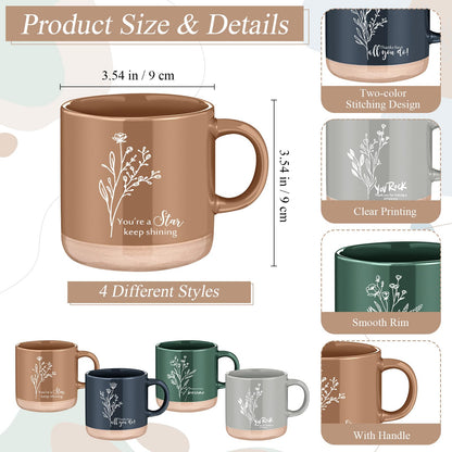 Didaey 4 Sets Employee Appreciation Gifts Set 13oz Boho Floral Ceramics Coffee Mugs with A6 Leather Notebooks Ballpoint Pens Bulk Christmas Thank You Gift for Coworkers Staff Team Nurse