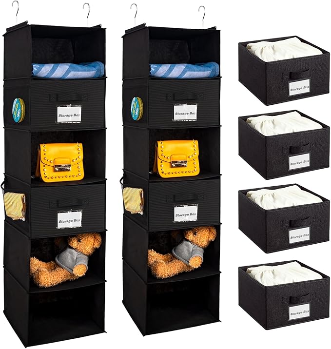 2 Pack 6 Shelves Hanging Closet Organizer