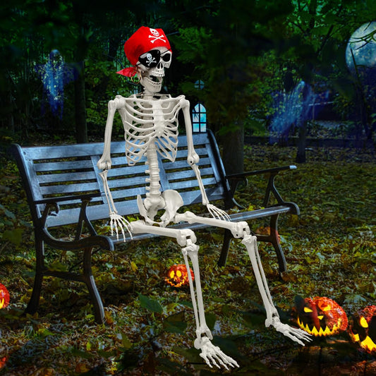 MyoGrip 5 Ft Skeleton Halloween Decorations, Full Body Life-Size Skeleton Prop with Movable Joints for Halloween Decorations Outdoor Yard Haunted House Prop Decorations