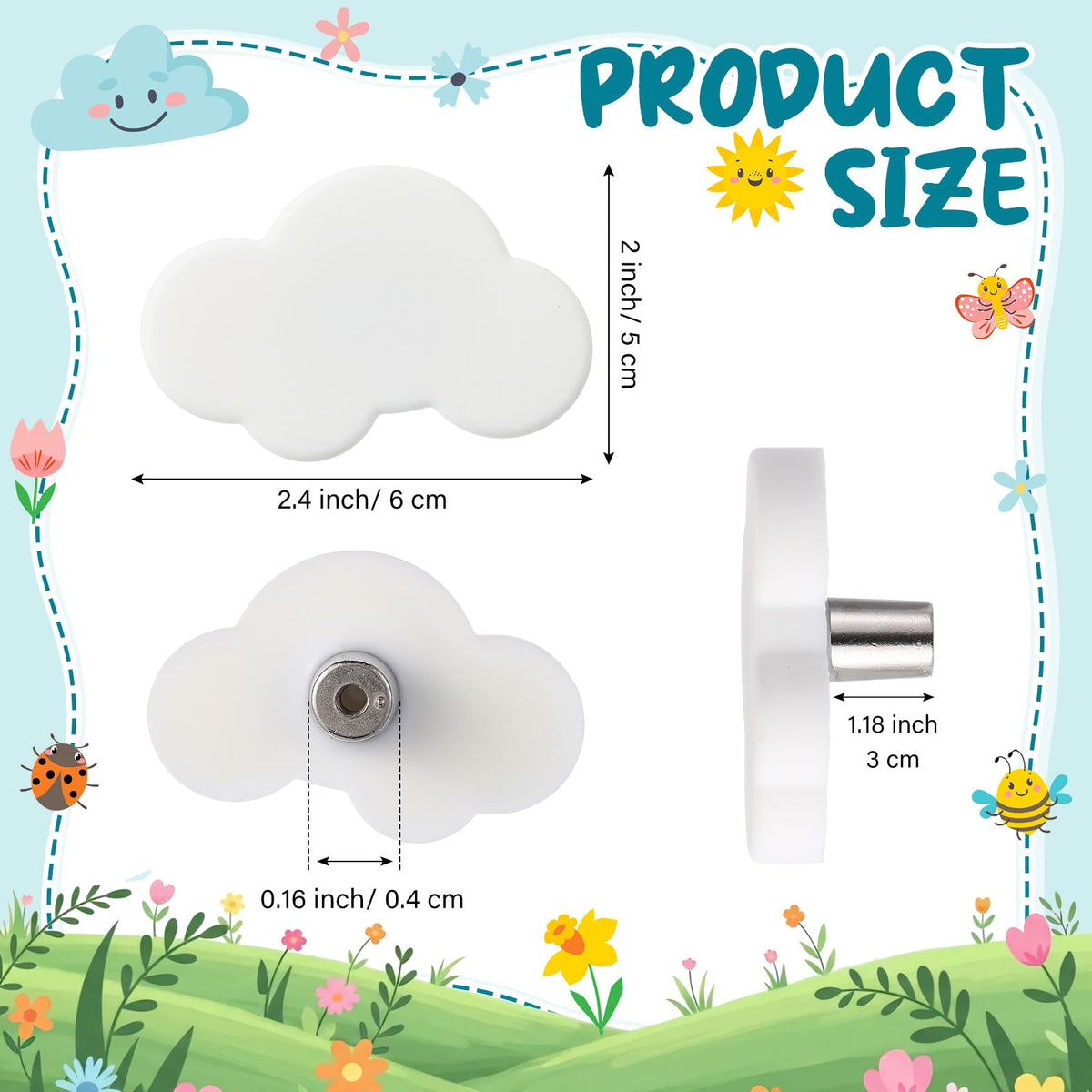 Moxweyeni 12 Pieces Cloud Shape Cabinet Knobs Cartoon Shape Silicone Knobs Cute Drawer Handle Pulls for Cabinets Drawers Doors Wardrobe Closets Dresser - White