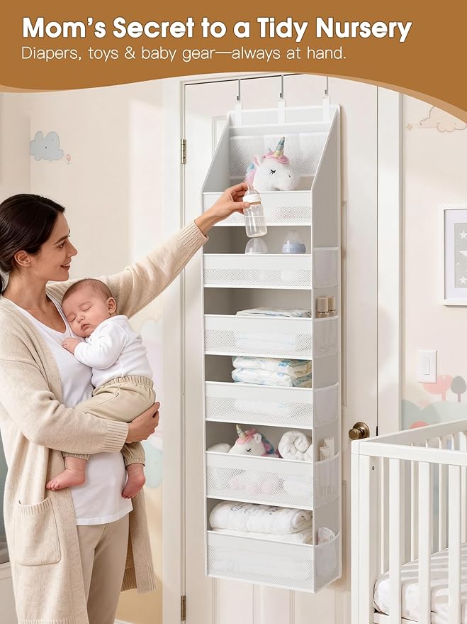 Criusia Over the Door Organizer, Heavy-Duty 6-Shelf Hanging Storage