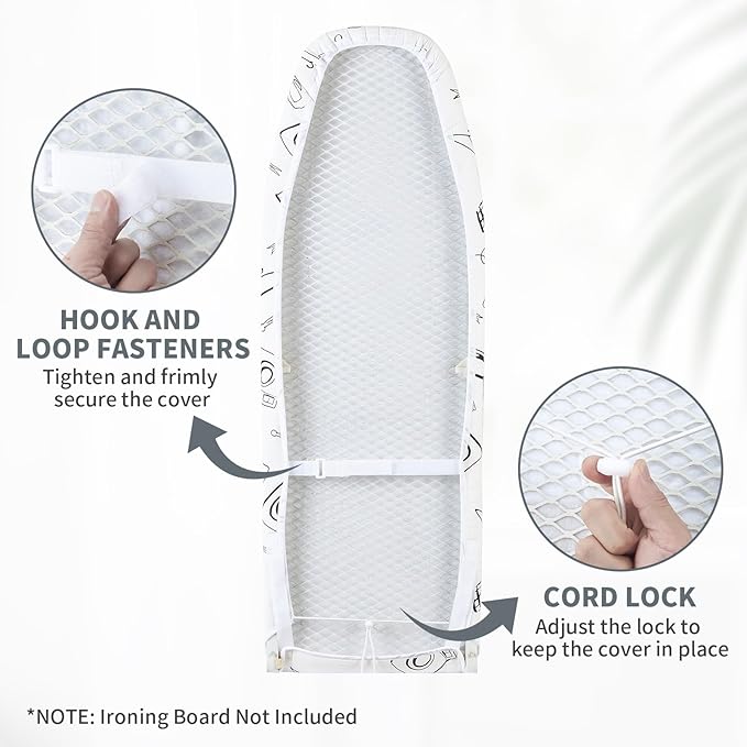 Seiritex Over The Door Ironing Board Cover 14 x 42 inch, Thick Padding and Heat