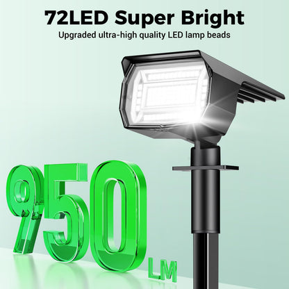3Pcs Solar Spot Lights Outdoor Garden 72 LED 3 Modes IP67 Waterproof Landscape Spotlights, Auto ON/Off Dusk Till Dawn Uplighters for Garden, Yard, Driveway, Pathway