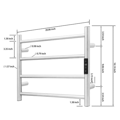 KEG Towel Warmer 8 Bars for Bathroom Freestanding or Wall Mounted Bath Towel Heater Plug-in with Built-in Timer Silver