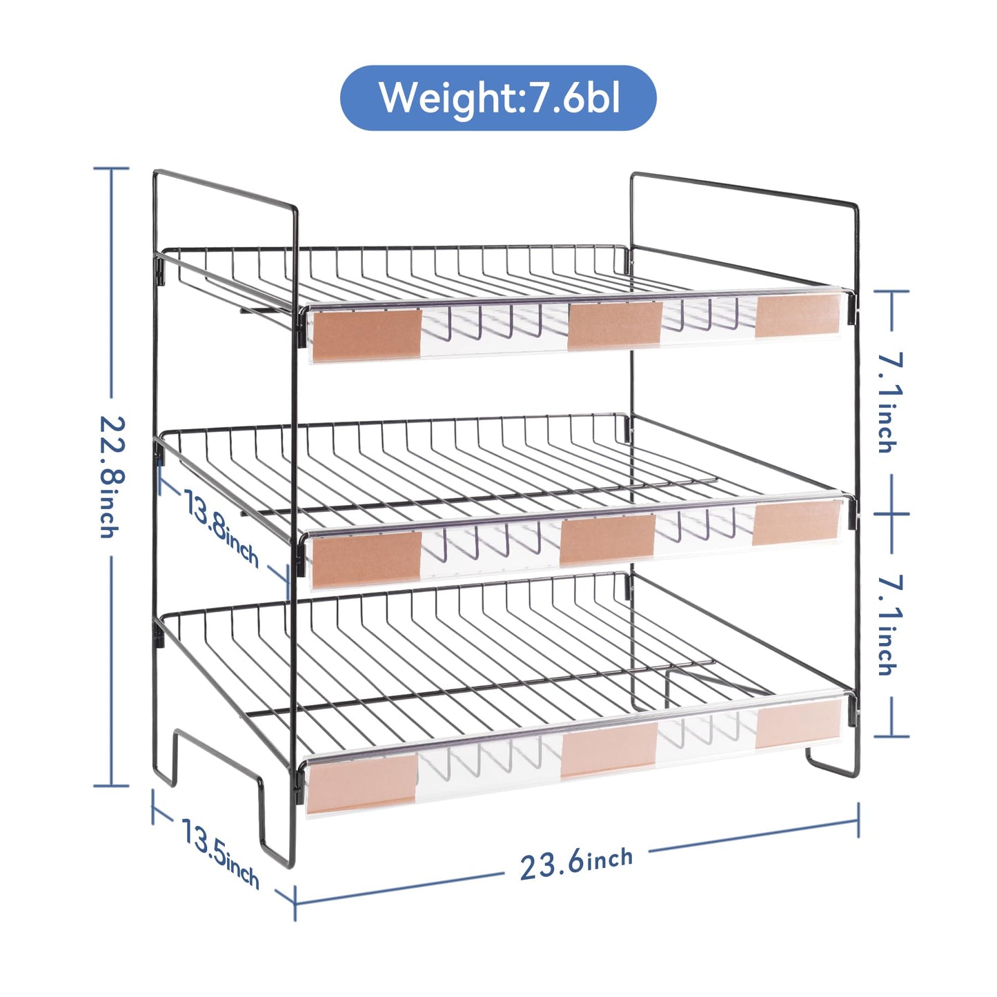 WWN Black 3-Tier Candy Display Rack 24 * 23 * 14inch Versatile Chip and Snack Stand for Countertop Retail, Concession Stands, and Supermarkets