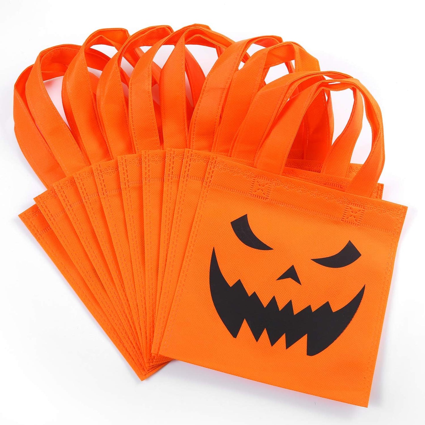 Elcoho 30 Packs Halloween Trick or Treat Non-woven Bags Pumpkin Bag Party Goody Tote Bags Gift Bag (Orange)