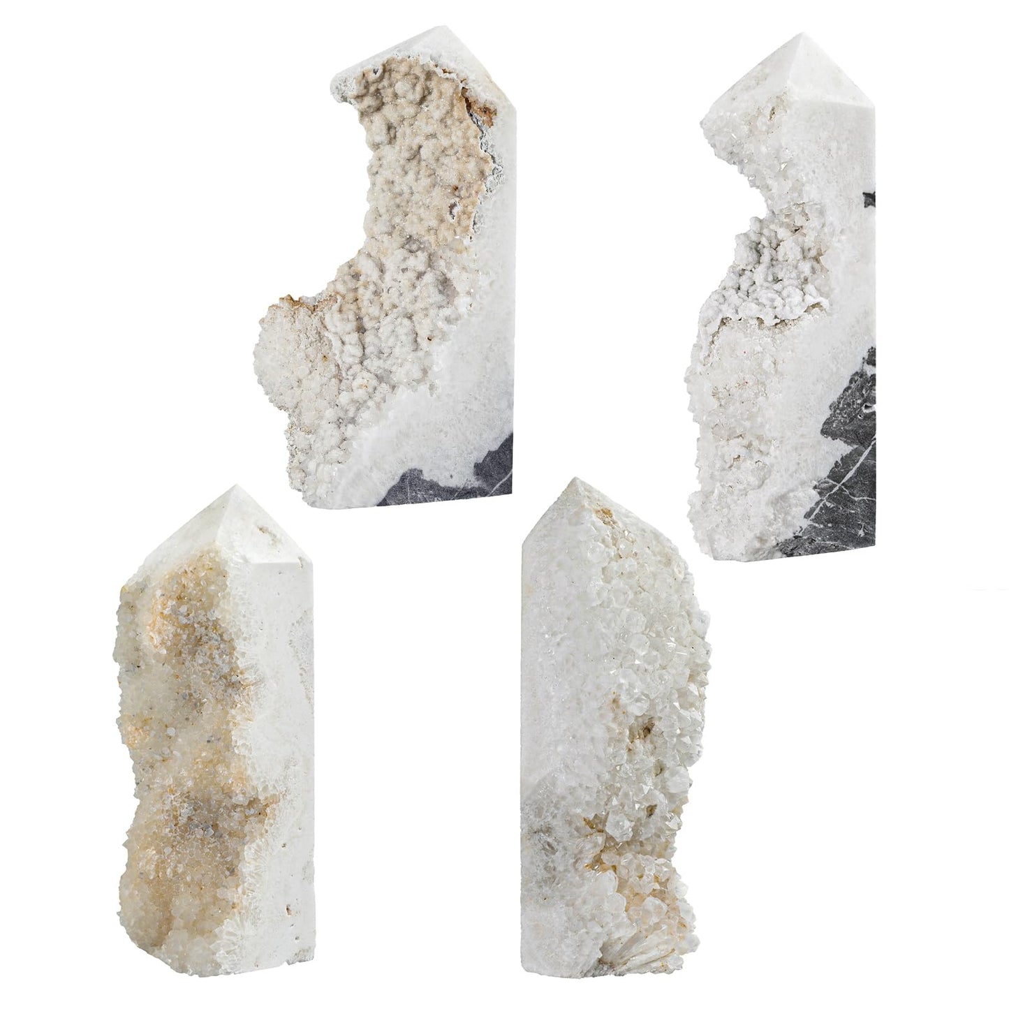 rockcloud Natural Rock Crystal Geode Obelisk Stone, Irregular Reiki Crystal Quartz Cluster Mineral Specimen for Home Office Decor, 0.22-0.44 lb