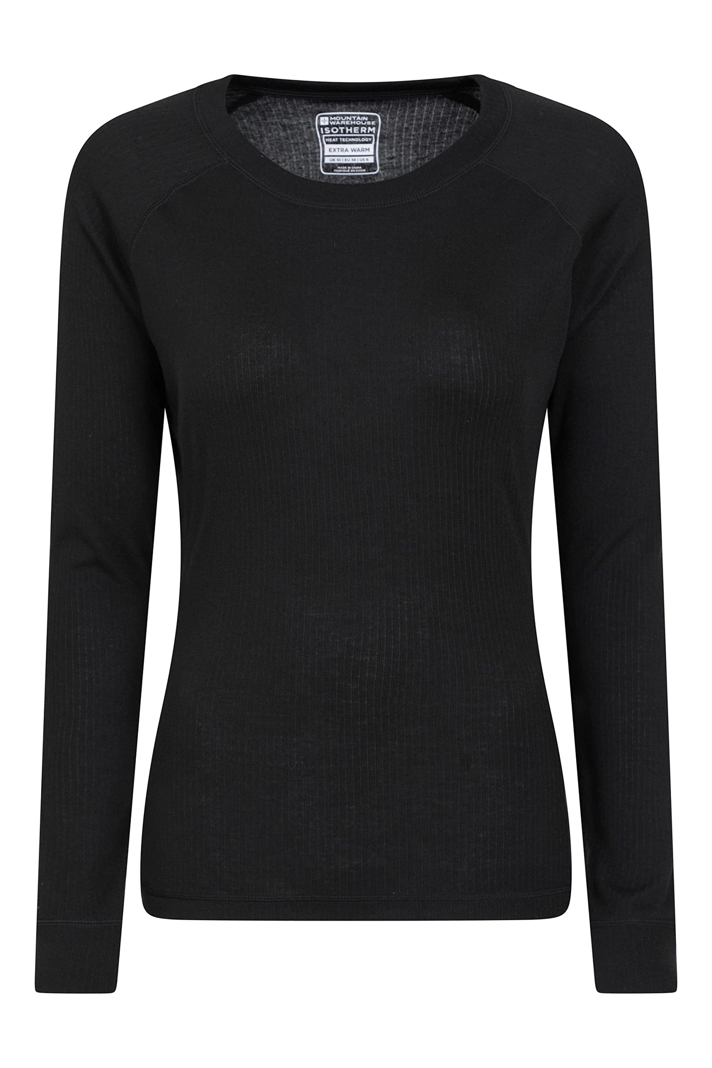 Mountain Warehouse Talus Womens Round Neck Tops - Multipack Ladies Thermal Tee, Lightweight, Quick Drying - Best for, Skiing, Snowboarding to wear as a Baselayer Black (2 Pack) Women's Size 14